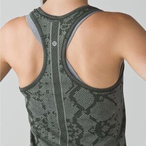 Lululemon Swiftly Tech Racerback 4 - Heathered Gator Green Snakeskin Tank Top